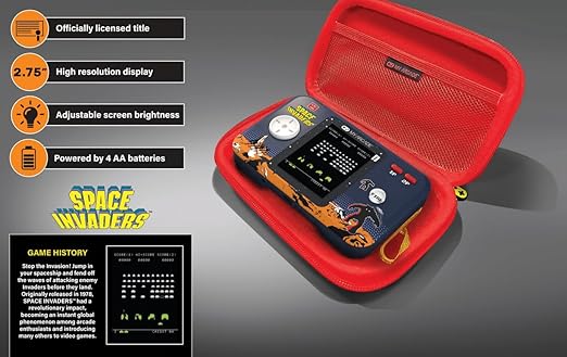 My Arcade Space Invaders Pocket Player Bundle: Officially Licensed, Portable Gaming Console, Travel Case and Screen Protector Included