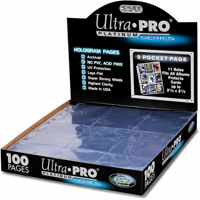 Ultra Pro 9 Pocket Pages Platinum Series - 100 Pages of Card Sleeves for Trading Card Binder and More