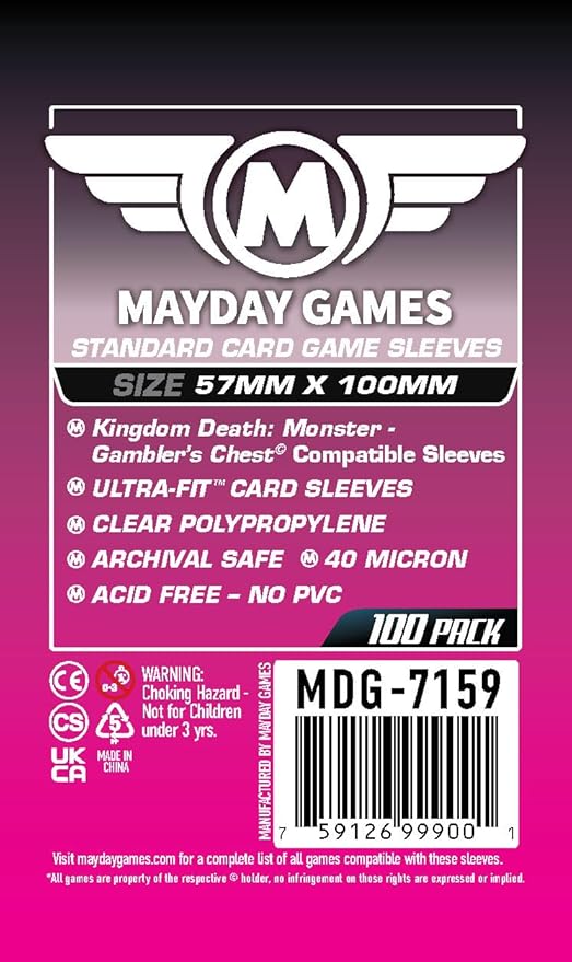Mayday Games Kingdom Death Gambler's Chest -Standard Compatible Card Sleeve Bundle