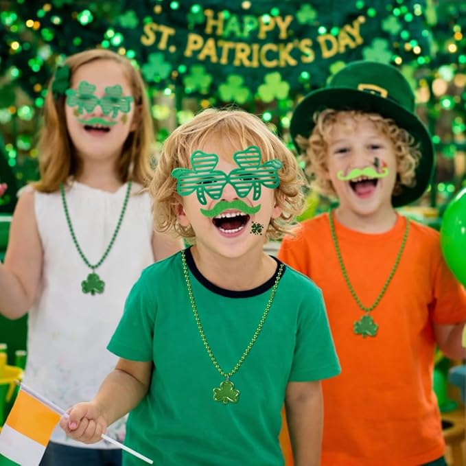 Max Fun 188Pcs St Patricks Day Accessories Party Favors Set, Saint Patricks Day Decorations Irish Decor for Kids, Green Beads Shamrock for Parades Party Supplies