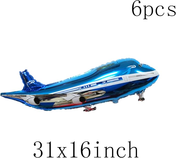 31inch Large Airplane Blue Party Decoration Airplane Balloon Birthday Party Supplies (6pcs Airplane)