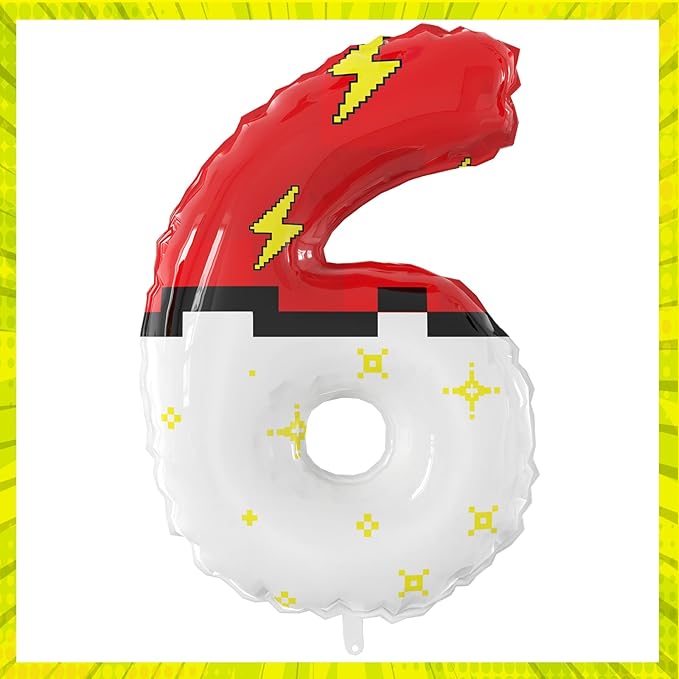 Red White Cartoon Theme Nylon Balloons Cartoon Balloons Birthday Party Balloons Decorations Supplies for Kids' Birthday Anniversary Party (Number Nylon 6)