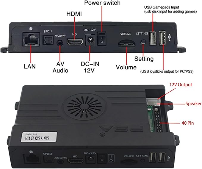 UYXOERA 3D Box SAGA DX Plus Game System Arcade Jamma Board, WlFl Market, Add Games, VGA, HDMI Compatible, High Score Record, 3D HD 1280x720P Output, 4-Player Support (10000 WlFl)