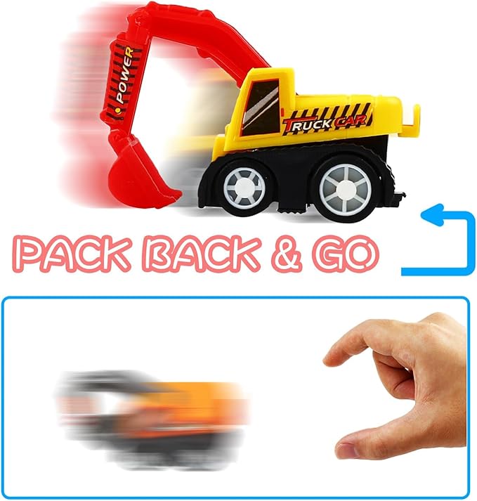 Pull Back Car, 12 Pcs Mini Truck Toy Kit Set, Play Construction Engineering Vehicle Educational Preschool for Children Boys Party Favors, Kids Birthday Game Gift Playset Classroom Reward