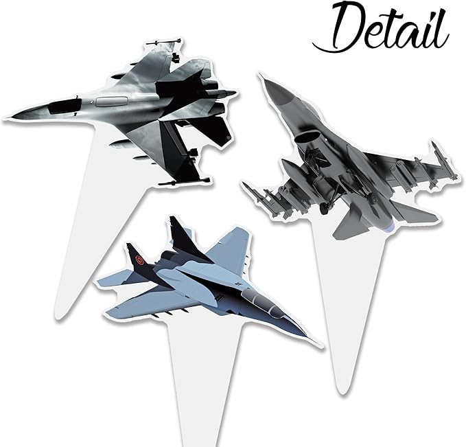 Airplane Cupcake Toppe 48PCS Fighter Jet Cake Decorations Fighter Pilot Birthday Party Decorations Aviation Aircraft Cupcake Picks for Military Theme Baby Shower Birthday Party Supplies