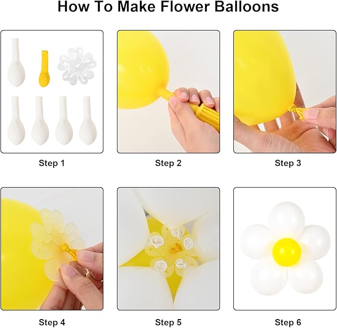 16 Set Daisy Flower Balloons DIY Kit,Boho Daisy Balloons Party Decorations for Birthday Baby Shower Wedding Anniversary Groovy Fairy Retro Hippie Theme Decor