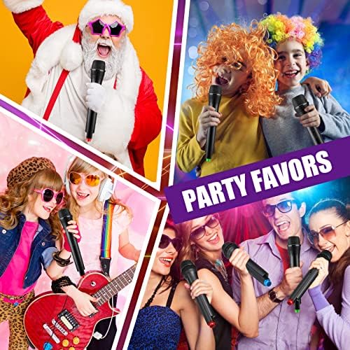 Sanwuta 6 Pcs Fake Microphone Prop Toy Plastic Microphone Prop Halloween Play Pretend Toy for Karaoke Costume Cosplay Reporter Stage Birthday Party Favors, 10.4 in
