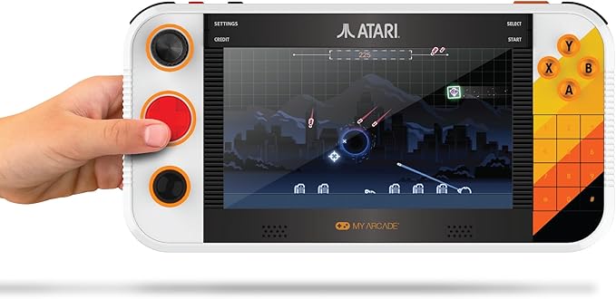 My Arcade Atari Gamestation Go: Rechargeable Battery, Over 200+ Preloaded Retro Video Games Including Pac-Man, Atari: Recharged, & Balls of Steel, Wifi,Smartglow, 7 inch Display,