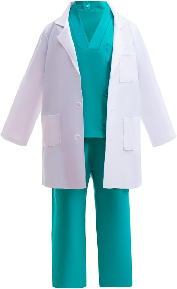 BanKids Doctor Costume for Kids Career Day Pretend Playset Doctor Role Play Stethoscope Lab Coat Kids Halloween Costume