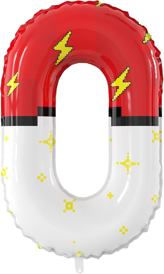 40 Inch Giant Red and White Cartoon Theme Number Foil Balloons - Large Number 0 Balloons Animation for Kids' Birthday Anniversary Party Decorations Supplies (Numbers 0-9 Available)