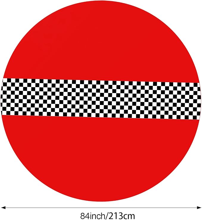Oudain Plastic Racing Tablecloth, Round, Red, 6 Pcs, 84 inches