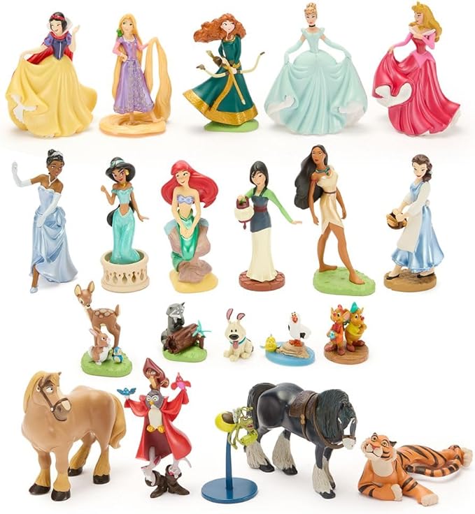 Disney Store Official Disney Princesses & Furry Friends Mega Figure Set - 20 Fully Sculpted Figurines - Includes Snow White, Cinderella, Aurora, Belle & More - Perfect for Fans of Princess Toys