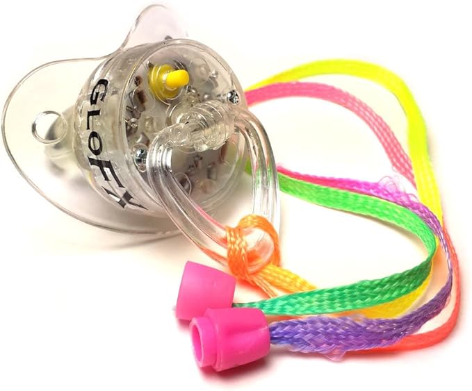 GloFX LED Rave Pacifier Light Up Binkie with Super Bright RGB LEDs, Soft Mouthpiece, Glowing Party Necklace Toy for EDM, Raves, Festivals & Concerts (1 Pack)