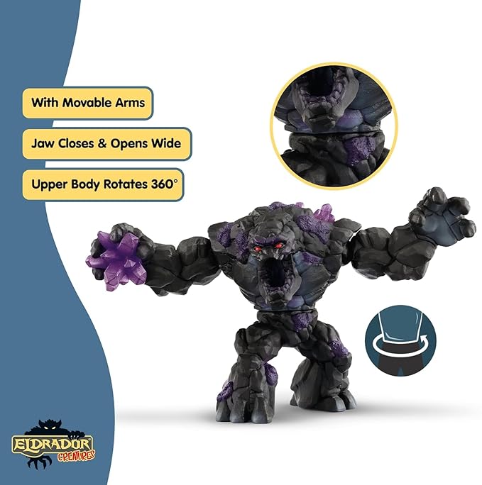 Schleich Eldrador Creatures - Shadow Stone Monster Toy with Movable Arms and Jaw - 9” Giant Beast Figurine with Rotating Body - Battle Stone Action Figure for Boys, Girls - Kids Ages 7+ | 70158