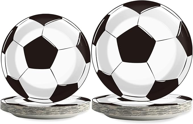 gisgfim 48 PCS Soccer Plates Party Decorations Paper Plates 9 Inch and 7 Inch, Soccer Theme Party Supplies Disposable Dessert Dinner Tableware for Soccer Birthday Party
