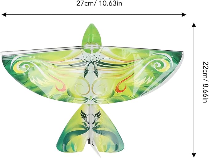 Flying RC Bird Toy 2.4GHz USB Charging LED Flapping Bird for Indoor Outdor (Green)