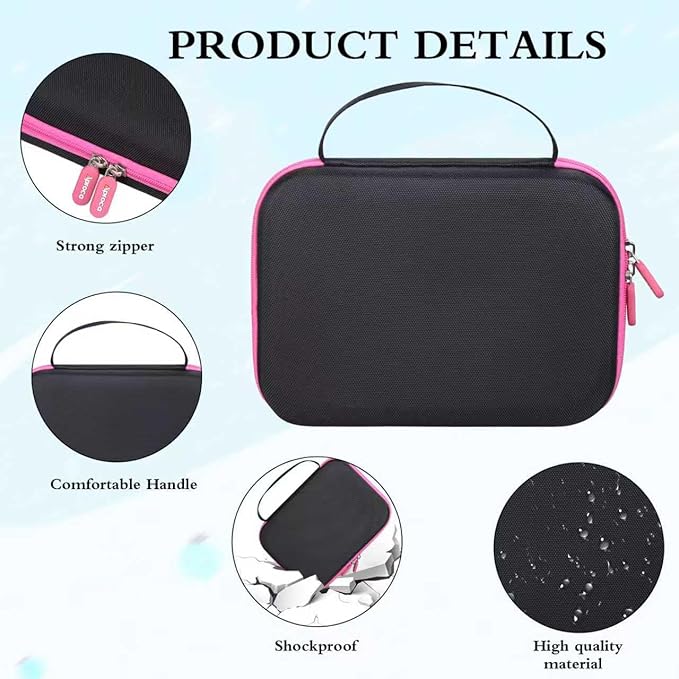 Aproca Case Compatible with Leapfrog LeapPad Academy Kids’ Learning Tablet/Epic Academy Edition/LeapPad Ultimate, Portable Storage Bag for Accessories -Black with Pink Zipper