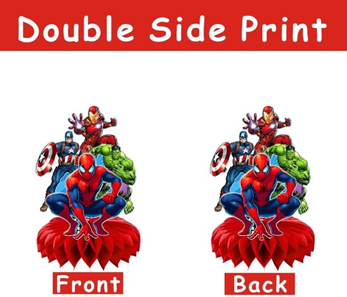 8Pcs Superhero Honeycomb Table Centerpiece, Superhero Birthday Party Supplies Table Decorations for Kids Party Decorations