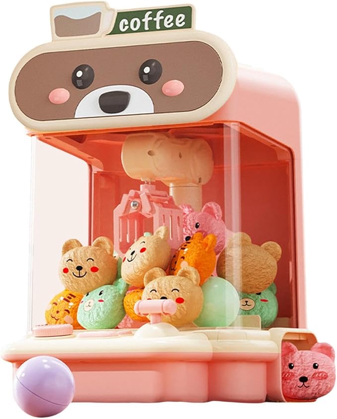Electronic Arcade Claw Machine, Mini Candy Dispenser Exciting Holiday Present for Boy and Girls Kids Vending Toy, Pink