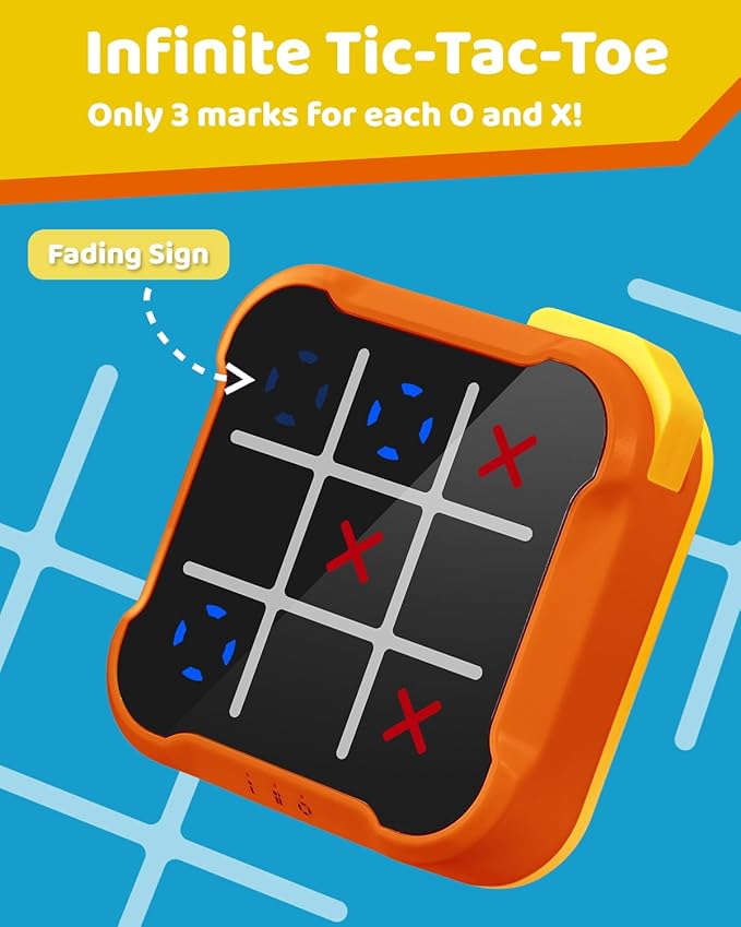 Electronic 4-in-1 Tic Tac Toe Game, Digital Handheld Puzzle Game, Portable Toy Gifts for Educational Family Fun and Road Trips for Kids and Adults