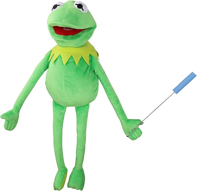 SUIYUEOUR Kermit The Frog with Control Rod Metal Puppets Set,The Muppets Show, Puppet Theatre,Soft Plush Frog Puppets Suitable for Kids Role Play Toy - 24 Inches,3 Years +