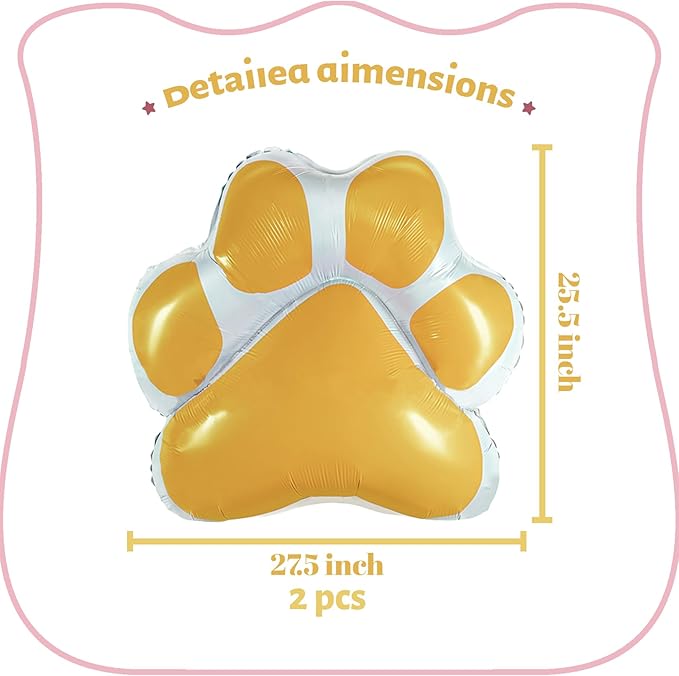 Dog Paw Shaped Foil Balloons Bone Shaped Foil Balloons Dog Party Balloons Decorations for Pets Party Kids Birthday Baby Shower Decorations (Yellow)