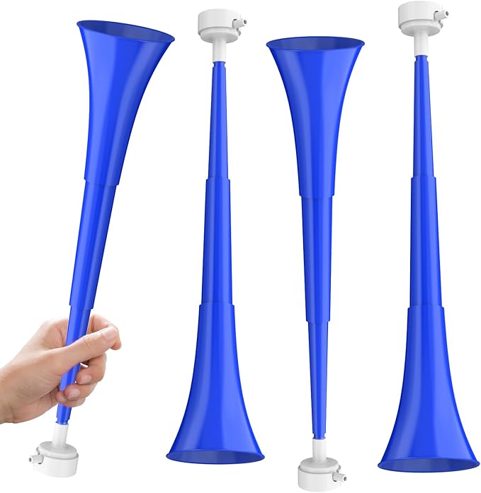 Collapsible Stadium Horn, Vuvuzela Plastic Blow Horns, Team Cheering Spirit Accessories Noisemakers, Foldable Trumpet Noise Makers for Sporting Events, Football Soccer Games, Party Supplies (3PCS)