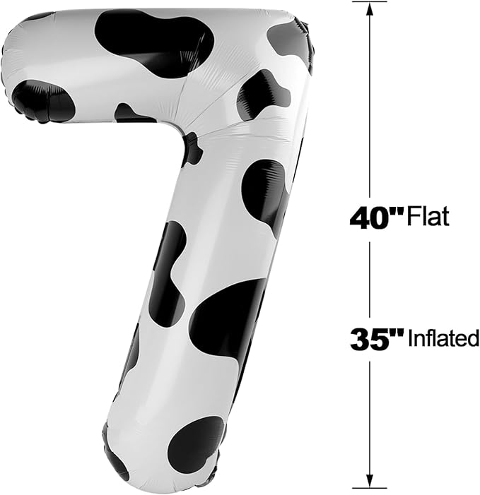 Cow Print 7 Balloon, Number 40 Inch Birthday Party Decorations, 7th Balloon Number, Cow Print Seven Birthday Decorations, Number 7