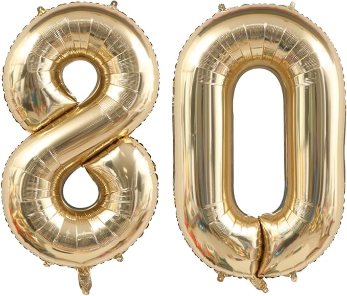 40 Inch Light Gold 80th Birthday Balloon,White Gold Giant 80 Foil Mylar Helium Large Number Balloon,Champagne Gold 80th Birthday Decorations for Women Men Anniversary Events Party Decor Supplies