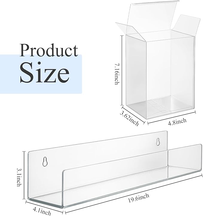 Weysat 50 Pack Protectors Case 19. 6 Inch Large Clear Acrylic Floating Wall Shelves for 4" Inch Pop Vinyl Figures Toys Collectibles Bedroom Living Room Office