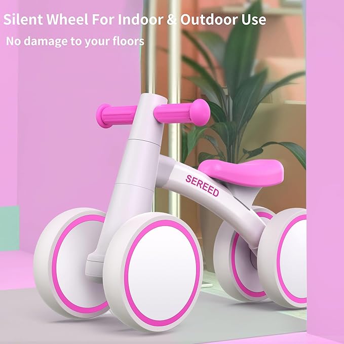 SEREED Baby Balance Bike for 1 Year Old Boys Girls 12-24 Month Toddler Balance Bike, 4 Wheels Toddler First Bike, First Birthday Gifts
