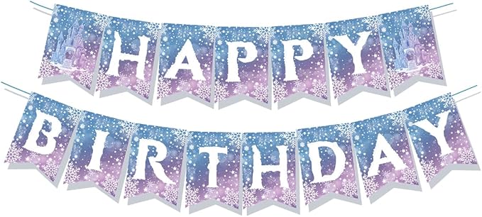 Frozen Birthday Party Decorations Frozen Birthday Banner Fro/zen Party Decorations Winter Wonderland Snowflakes Happy Birthdays Banner Backdrop Party Supplies
