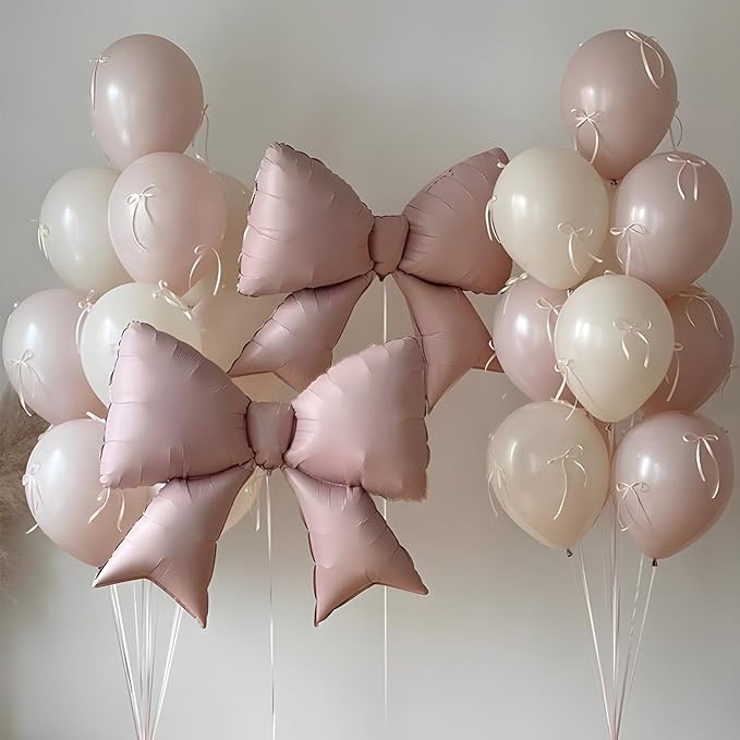 38 Inch Pink Bow Foil Balloons, Large Pink Mylar Bowknot Balloons Coquette Party Decorations for Girls Women Birthday Baby Shower Bridal Shower Engagement Wedding Bachelorette Anniversary Decorations