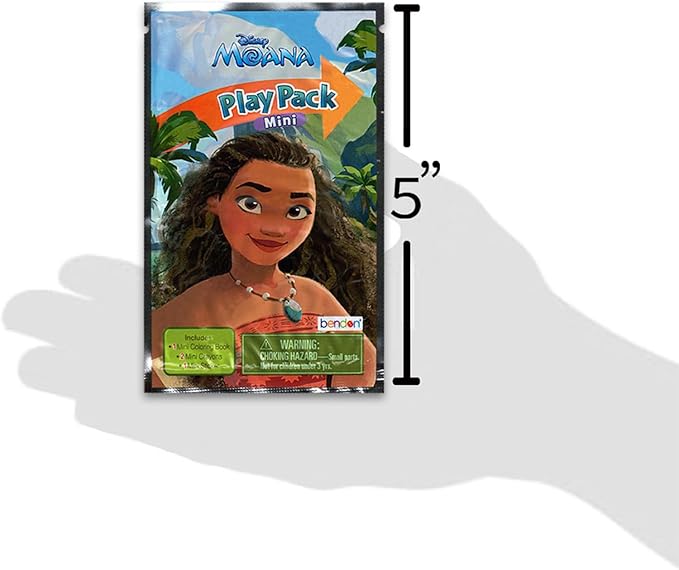 Disney 8 Pc Moana Mini Party Favors Set - Bundle 8 Play Packs with Mini Coloring Books, Stickers, and Goodie Bags | Moana Birthday Party Supplies Decorations