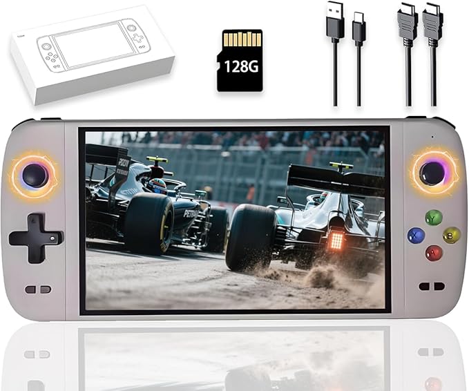 New M27 Retro Handheld Game Console,7-inch IPS Screen Portable Android Gaming Handheld,Built-in 128G with 30000 Games,Linux System,Portable Pocket Mini Arcade (Gray,128g)