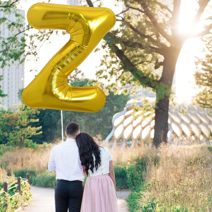 TONIFUL 40 Inch Large Gold Letter Z Balloons, Helium-Filled Foil Mylar Big Balloons for Birthday Party Anniversary Decorations