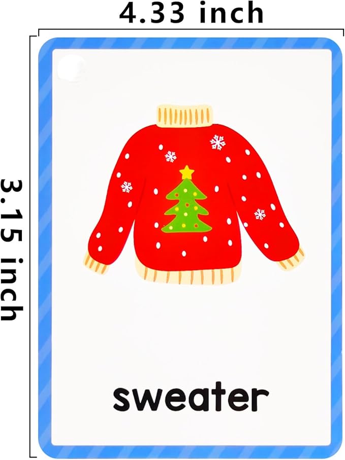 Learning Flashcards Clothes, 28 Different Clothes Educational Cards, Social Learning Card for Kids