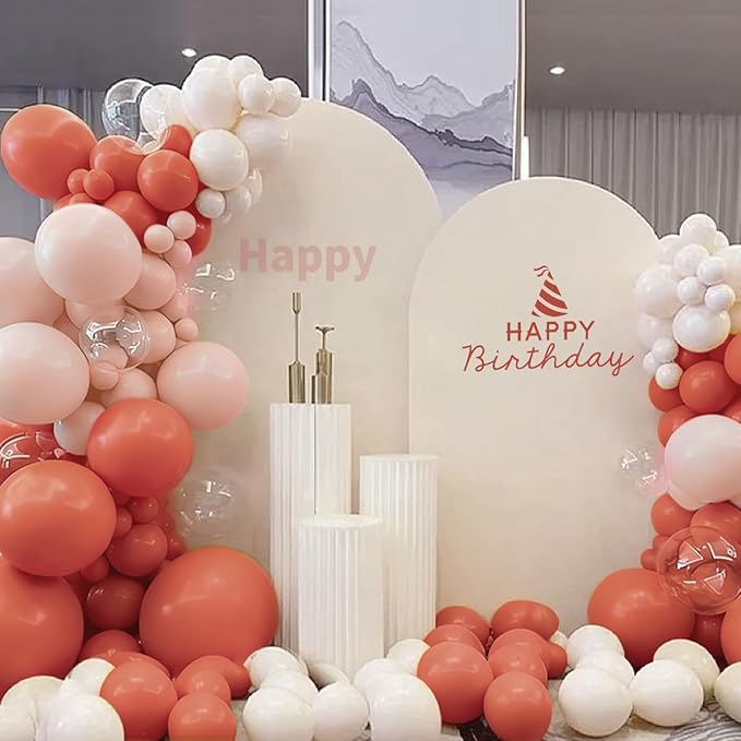 Orange Pink Blush White Balloon Garland Arch Kit, 155Pcs Latex Balloons Different Size 18 12 10 5 inch for Baby Shower Gender Neutral Orange Citrus Kids Birthday Party Backdrop Decorations