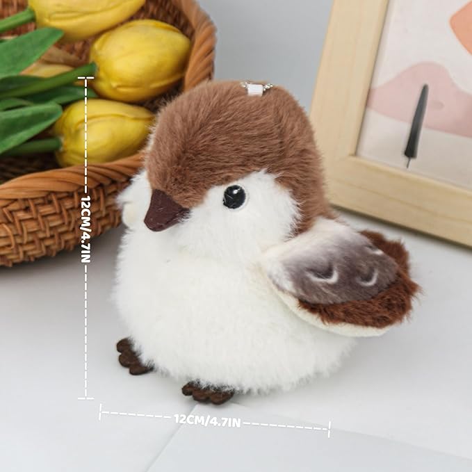 Bird Stuffed Animal Realistic Cute Sparrow Bird Plush Backpack Pendant Simulation Toy Plush Suitable Christmas Birthday Valentine's Day Gift for Kids