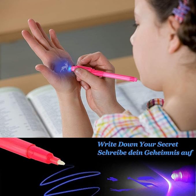 ZUNTENG Invisible Ink Pen, 21Pcs Spy Toy, Invisible Disappearing Ink Pen with UV Light, Fun Activity Entertainment for Secret Message and Kids' Goodies Bags, Toy