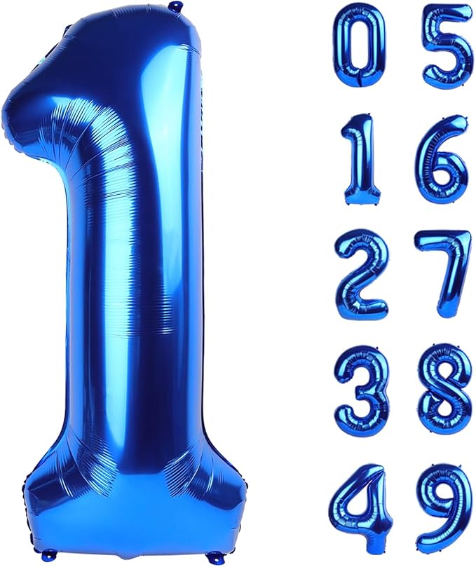 Jumbo Navy Blue Number 1 Balloon 40 Inch, Mylar Foil Number One Balloons for Boy Girl 1st 1 11 21 31 41 51 81 Birthday Party, Giant Balloons Anniversary Graduations Photo Shoot Decorations