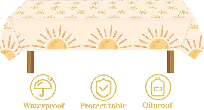 Boho Sun Party Decorations for Birthday Sun Party Tableware Includes Bohemia Sunshine Plates Napkins Tablecloth | Serves 20 Sun Party Supplies for Baby Shower