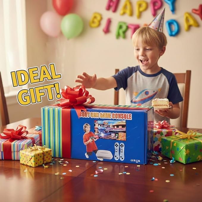Video Game Console with 100+ Games, Handheld Video Game Console for Kids, Plug and Play Video Games for TV, Shooting Games,Game Gun with 2 GameController, Xmas Birthday Toy Gift for Boys