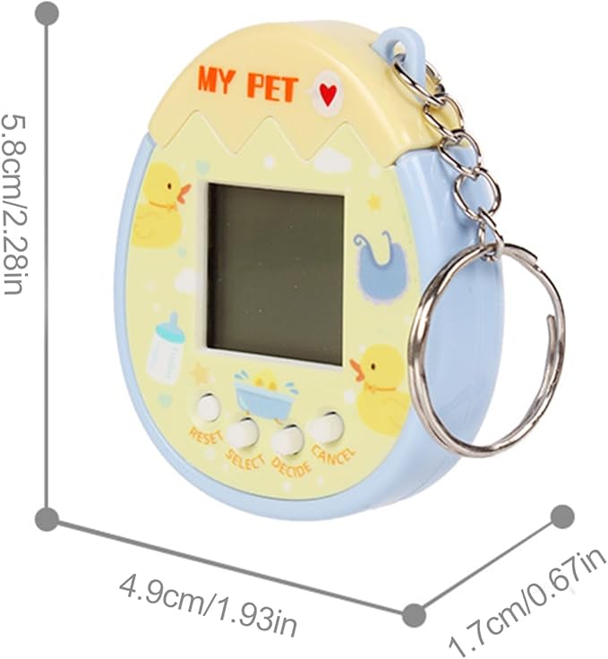 90s Toys Nostalgia, Game Machine with Keychain, Circular Design Compressive and Anti Drop Technology Equipped Multiple Game Modes, Digital Pet for Children Adult (Yellow)