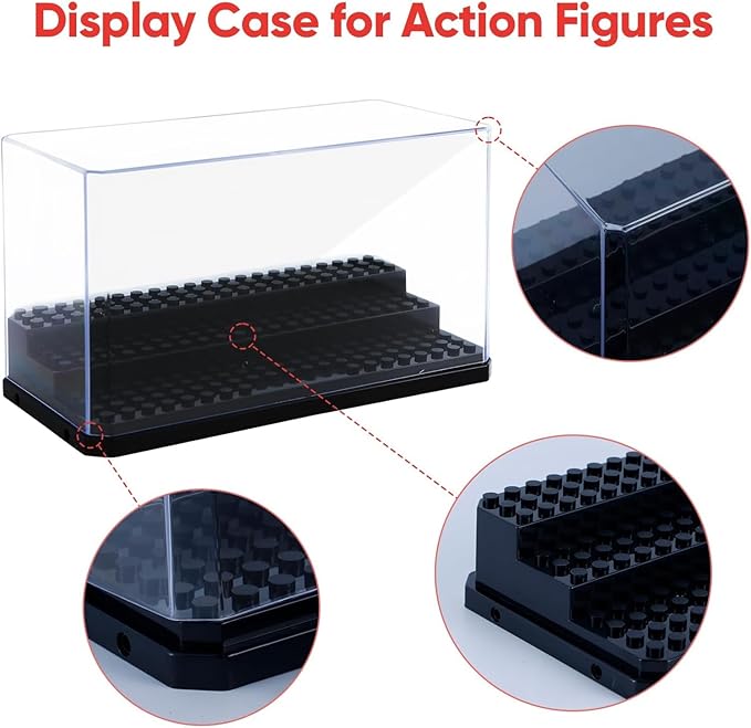 Medium-Sized Miniature Display Case for Figures, 2 Pack Building Block Display Cases for Collectibles, Acrylic Display Storage Box, Gift for Action Figure & Miniatures Toys Lovers