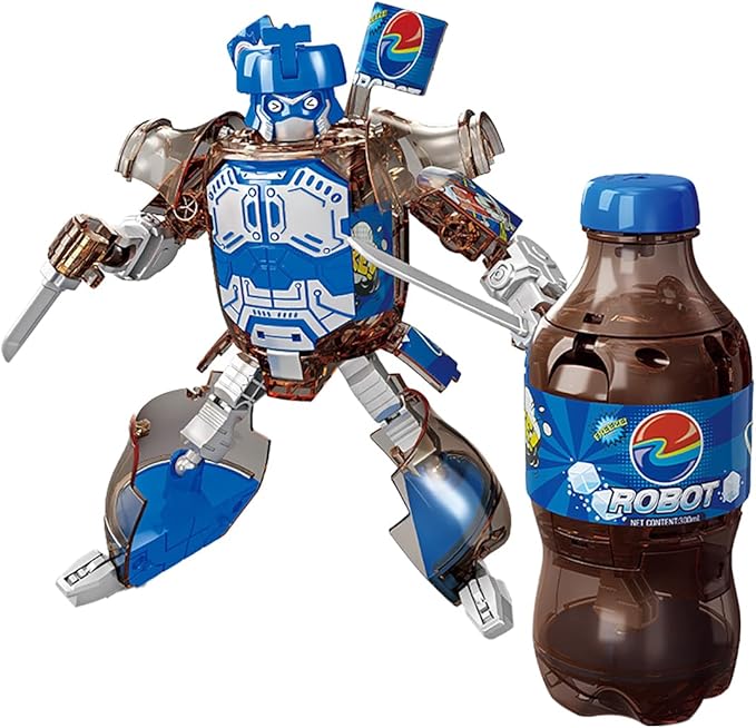 Atlodas Beverage Bottles Deformation Robot Toys, Soda Can Transforming Robot Toys for Kids Gift, Creative Soda Deformation Figures for Boys, Birthday Christmas Choice for Boyfriend (Blue)