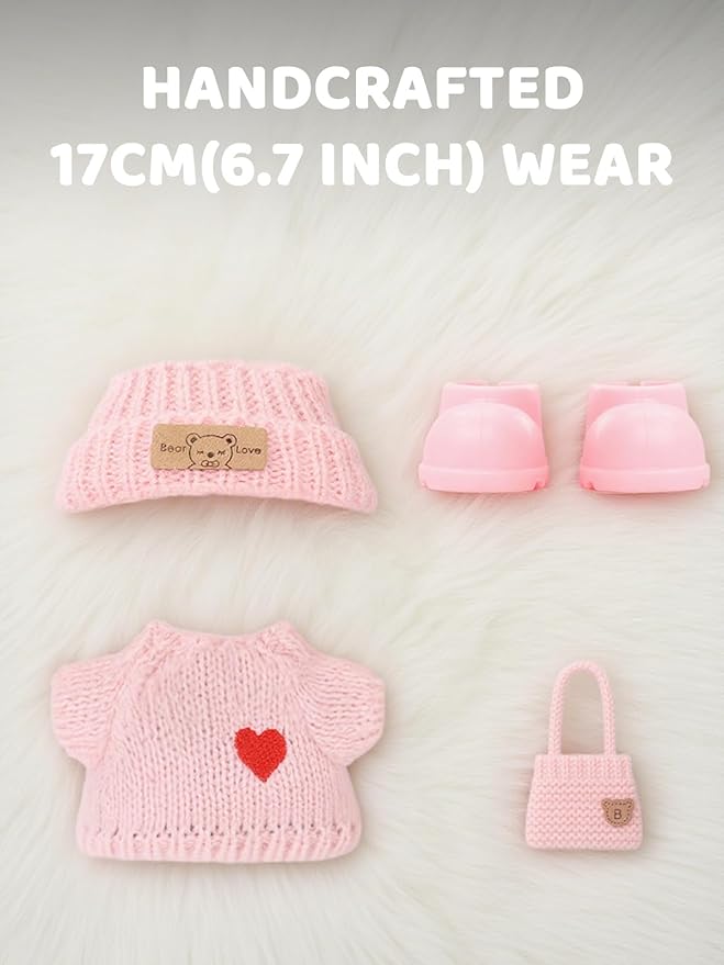 (4 Pack) Clothes for LABUBU 17cm Doll (NO Dolls), Exquisite Luxury Designer Outfits for LABUBU Includes Hat, Dress, Backpack & Shoes, Cute and Stylish Accessories for LABUBU
