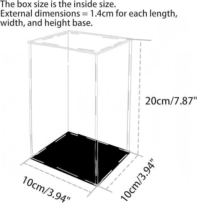 10 x 10 x 20cm Acrylic Clear Display Case Perspex Box Display Cabinets for Collectables, Assemble Countertop Dustproof Protection Showcase for Toys Models Action Figures