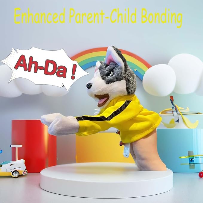 Kung Fu Husky, Punching Puppet, Dog Hand Puppet - Boxing Puppets, Kung Fu Animal Toy Husky Gloves with Sounds and Boxing Action, Boxing Puppet for Kids & Gifts.