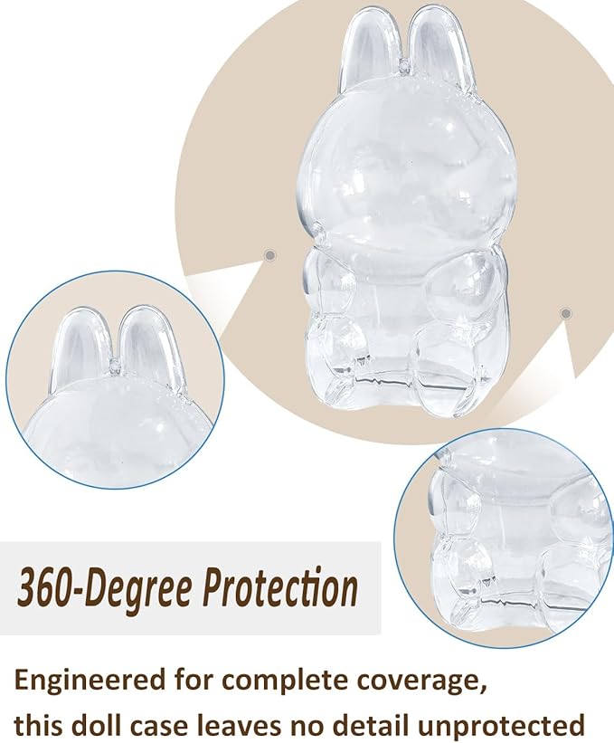 Sitting Collectible Case - Hard PVC Travel Protector with Strap Compatible for 15cm Seated LABUBU(5.9 INCH)